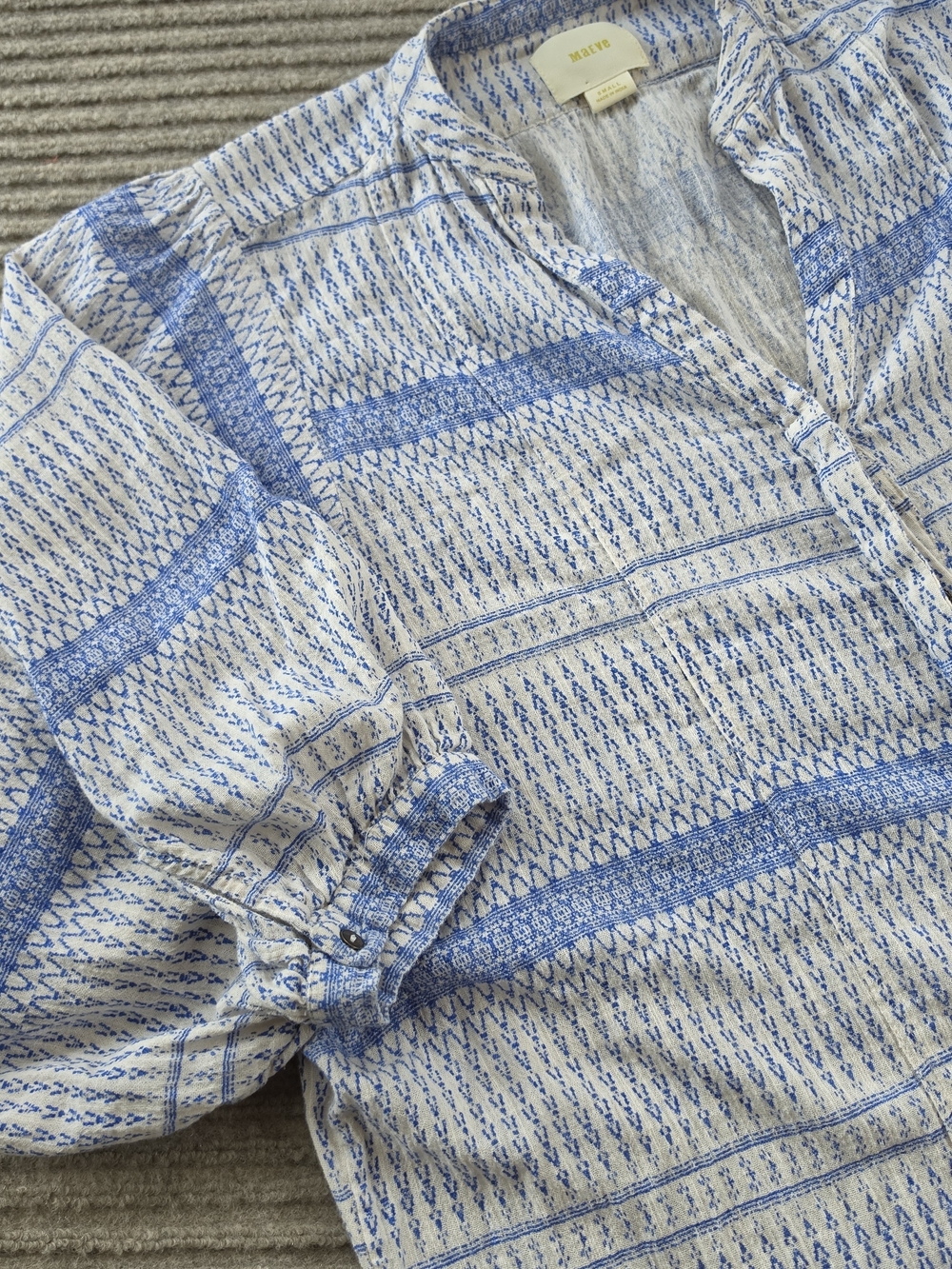 Maeve Anthropologie Women's Blue & White Striped Long Tunic Top Sz Small